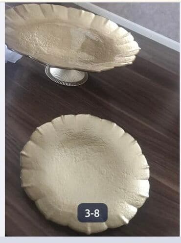 qizil balig: Tort və şiriniyyat qabı, rəng - Qızılı, Şüşə, Türkiyə — 1