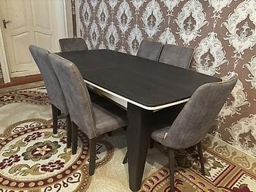 Qonaq otağı üçün, Yeni, Açılmayan, Dördbucaq masa, 6 stul