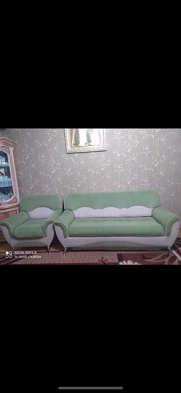 metlax satilir: İşlənmiş, Divan, 2 kreslo, Divan, Bazasız, Açılmayan — 1