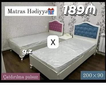 intex matras: Bir nəfərlik taxta çarpayı dəsti - Ölçü: 200 × 90 sm - Başlıqlı — 1