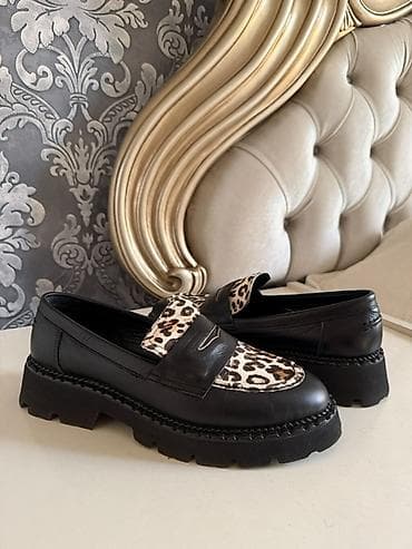 Şəxsi əşyalar: Qadın loaferləri – qalın platformalı, leopard naxışlı üst hissə - — 1