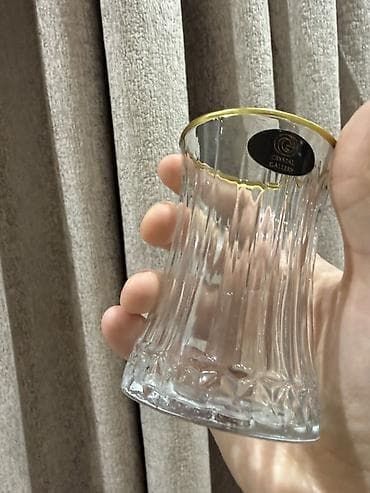 dəftər üzləri şəkilləri: Çay dəsti, rəng - Qızılı, Şüşə, 6 nəfərlik — 2