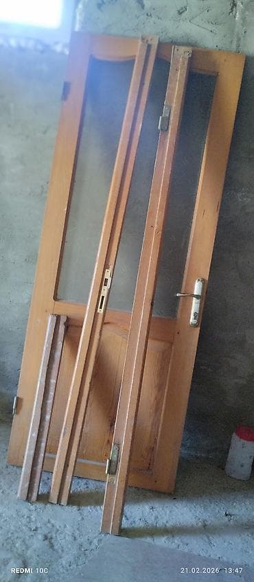 Сантехника: Şüşəli taxta qapı dəsti - Material: təbii ağac (şpon deyil), üzərində — 5