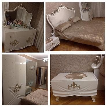 Двуспальная кровать, Шкаф, Трюмо, Тумба, Б/у — 1