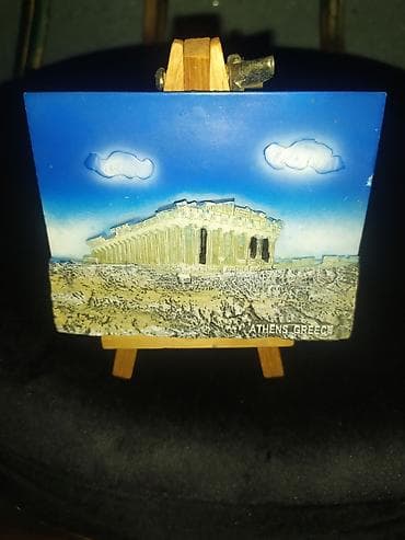 polis sekileri: Afina, Yunanıstan mövzusunda suvenir tablo və mini taxta kavalet — 1