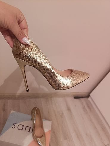 qizi: Qızılı rəngli, parıltılı qadın stilettosu – Paris Bacio brendi Heç — 3