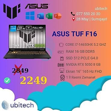 ASUS TUF Gaming, 16 ", Intel Core i7, 512 GB