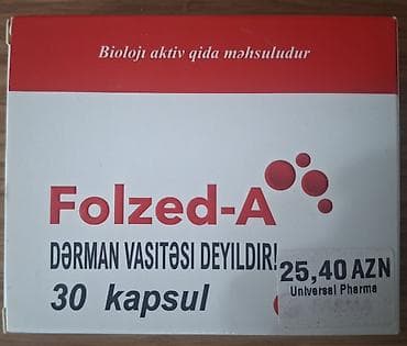 Vitaminlər və BAƏ: Məhsul: Folzed-A – bioloji aktiv qida məhsulu Forması: 29 kapsul — 1