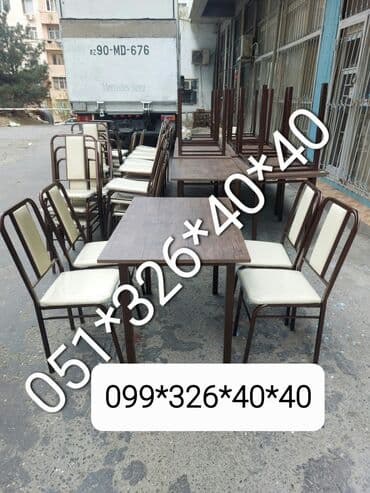 Masa və oturacaq dəstləri: Qonaq otağı üçün, Yeni, Açılan, Dördbucaq masa, 4 stul — 2