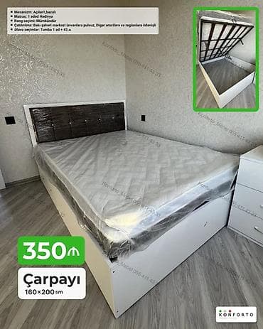 islenmis matras: Çarpayı – 160×200 sm - Mexanizm: açılan, bazalı (yuxarıdan qaldırılan — 1