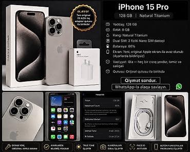 iphone 13 pro xr: IPhone 15 Pro, 128 GB, Natural Titanium, Face ID — 1