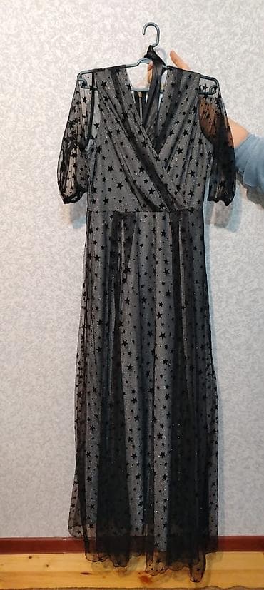 vecerni donlar instagram: Qara şifon uzun don - Model: Uzun, A-kəsimli, qatlı ətək hissəsi - — 1