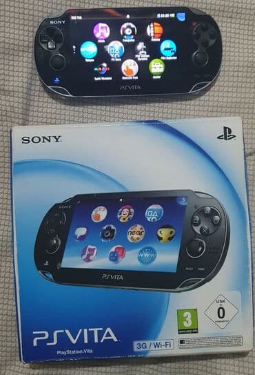 playstation ucuz: Sony ps vita 16 gb kart, fifa 15 oyun, qutu adapter, şnur hamısı — 1