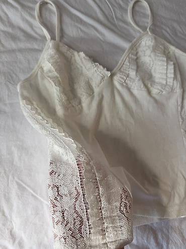 Шубы: Ağ rəngli zərif krujeva detallı qadın topu M razmer - Model: nazik — 5