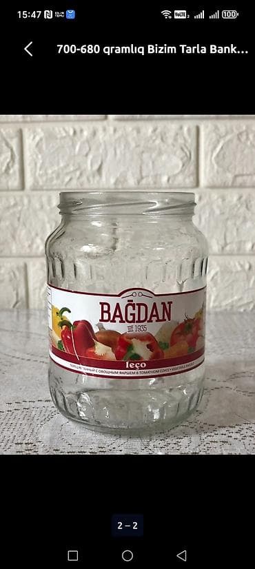 metlax satilir: Şüşə bankalar - Həcm: təxminən 680–700 qramlıq - Qapaq növü: burma — 2