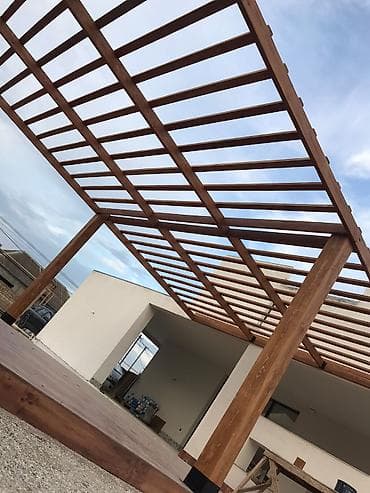 mebel metbex: Açıq hava məkanı üçün taxta pergola və terras -Ölçü 6x4 metr - — 3