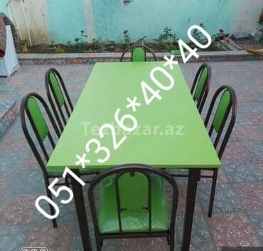 Masa və oturacaq dəstləri: Qonaq otağı üçün, Yeni, Açılan, Dördbucaq masa, 6 stul — 19