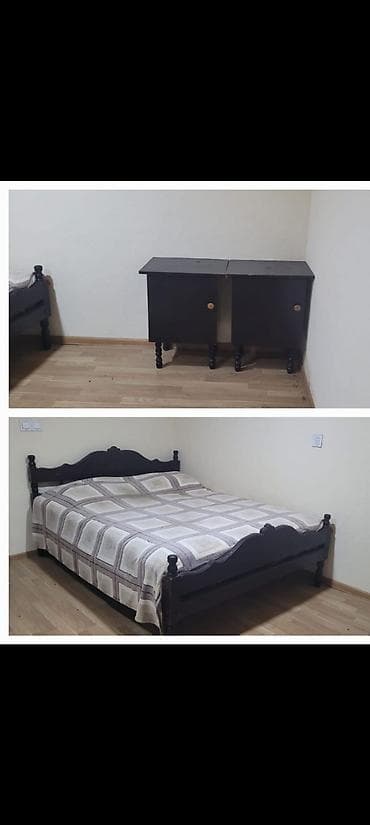 Дом и сад: Двуспальная кровать, 2 тумбы, Б/у — 1