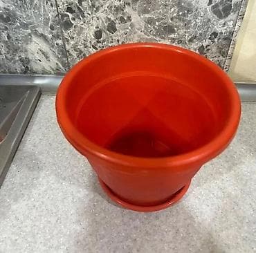 мох: Qırmızı plastik gül dibçəkləri – 2 ədəd dəst - Material: yüngül və — 3
