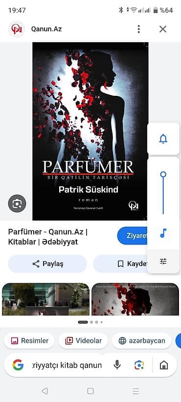 roma: Diqqət:kitabın ilk versiyası olan Ətriyyatçı versiyası satılır,üz — 1