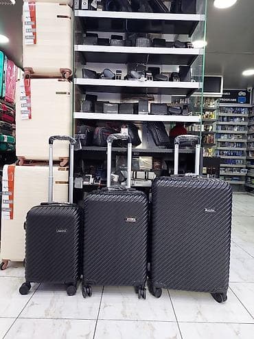 Çamadanlar: Sərnişin çamadan dəsti – 3 ölçü, qara rəng - Brend: HANPIN - Material — 1