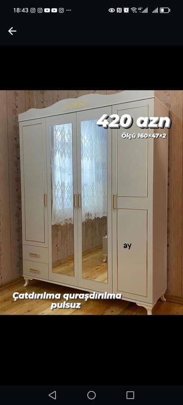 kupe şkaf: Yeni, Kupe, 5 qapı Düz dolab, Dolab-asılqan, Azərbaycan — 4