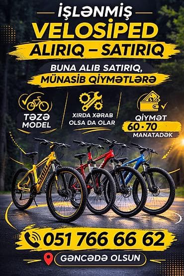 Velosiped alıram təzə madel 24 26 29 xarab olsada qiyməti 60 70