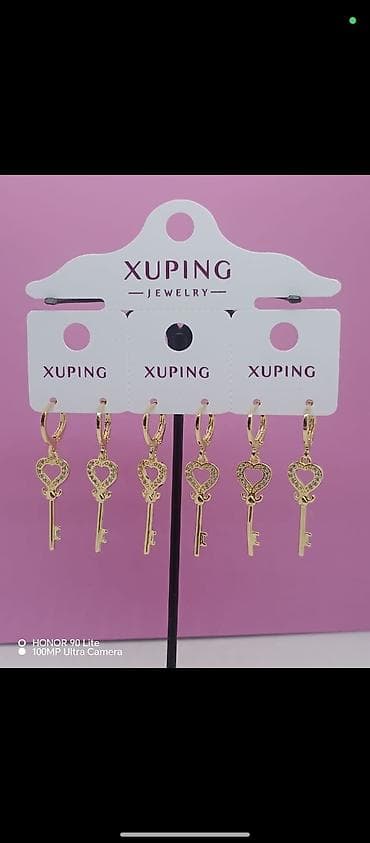 sırgalar: Xuping Jewelry markalı qadın sırğaları – qızılı rəngdə, müxtəlif — 3