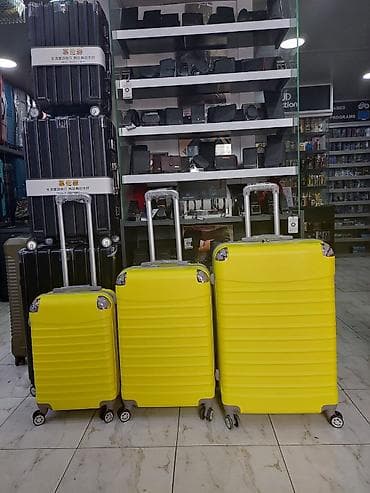 lenin: Sərt korpuslu sarı səyahət çamadan dəsti - 3 ölçüdə: kiçik, orta və — 1