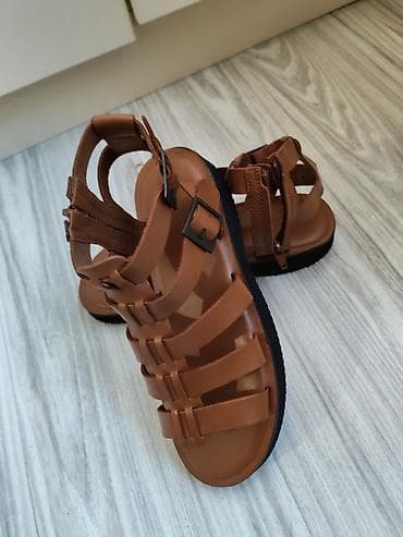 basanoşkalar 2023: Qadın sandaleti – qəhvəyi gladiator üslubu - Brend: Zara - Ölçü: 38 — 3