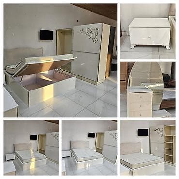 mebel aksesuari: *Yataq destı satılır* Dolab ölçüləri En 2.40sm Hund 215 sm Derinlik — 1