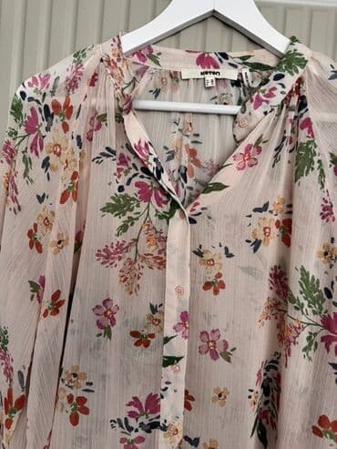 цветочные женские балетки: Koton qadın köynəyi - Naxış: Açıq krem fon üzərində çoxrəngli çiçək — 2