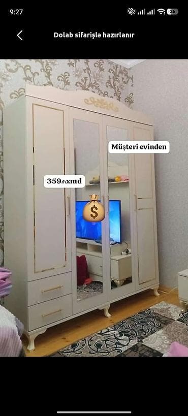Düz dolab, Paltar üçün, Açılan, 4 qapılı