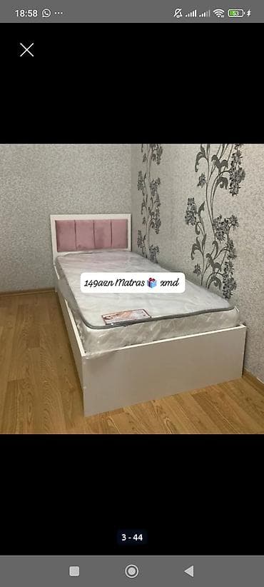 tek kravat: Tək nəfərlik çarpayı + matras - Ölçü: təxmini 90x200 sm (tək yataq) - — 1