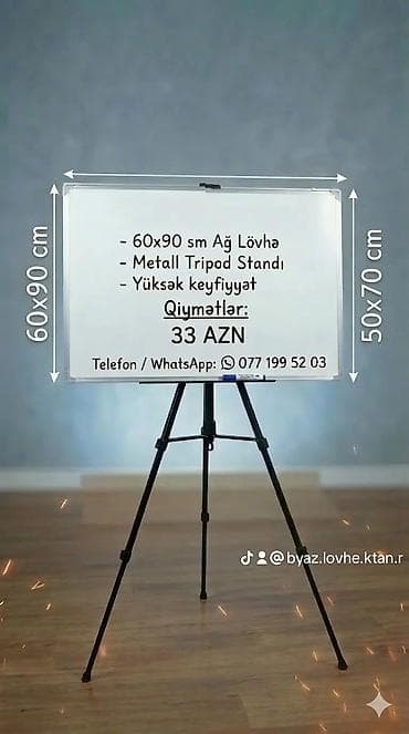 ofis ucun: Yeni, Marker üçün, Lövhə, 70 x 50 sm, Pulsuz çatdırılma — 6