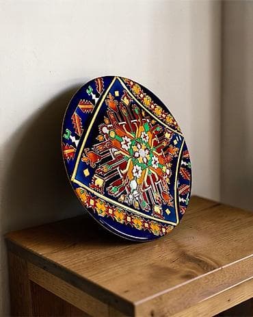 şüşə gülü: Декоративная тарелка. Ручная работа. Витражная роспись. Диаметр 25 см — 3