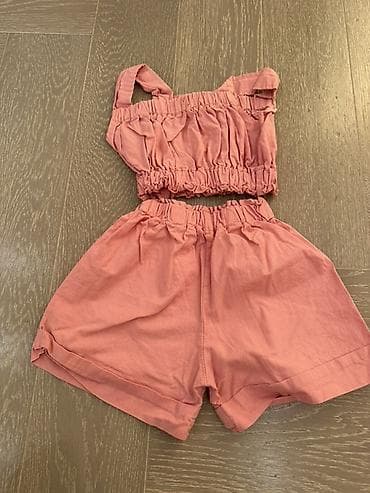 Uşaq üçün 2 hissəli yay dəsti - Rəng: Somon/çəhrayı - Dəst: qolsuz