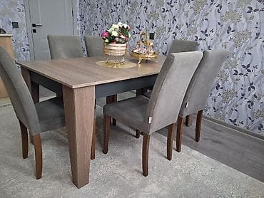 perla stullar: Qonaq otağı üçün, Açılmayan, Dördbucaq masa, 6 stul — 5