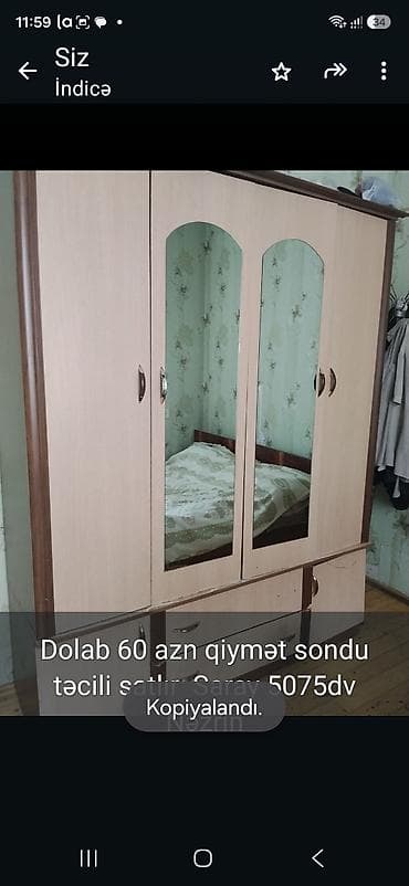 Mebel: Dolab 60 azn qiymət sondu təcili satlır Saray 5075dv Nəzrin — 1