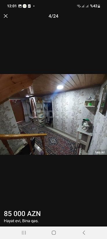 bina az ev alqi satqisi: Binə qəsəbəsində həyət evi. ışıq, qaz, su, kombi, 5 otaqlı sənət — 4