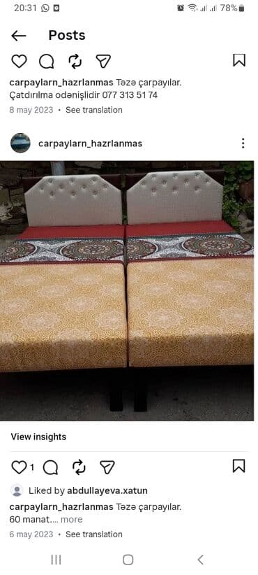 yuxuda taxt gormek: Yeni, Təknəfərlik çarpayı, Bazasız, Matrassız, Azərbaycan — 4