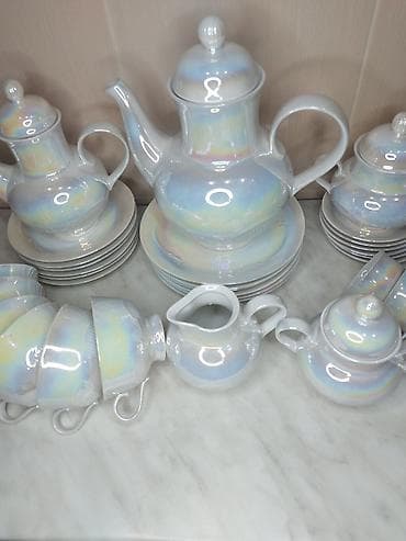 çay servis: Çay dəsti, rəng - Ağ, Farfor, 6 nəfərlik, SSRİ — 5