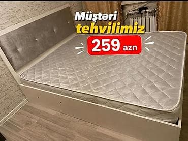 Yataq çarpayısı və döşək dəsti - Ölçü: təxmini iki nəfərlik (şəkildə