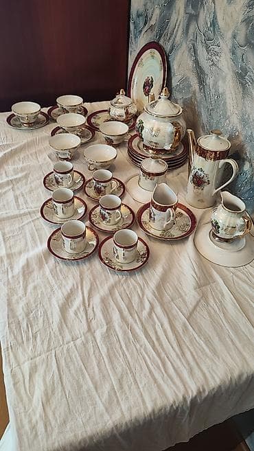 Çay dəsti, rəng - Qızılı, Farfor, 6 nəfərlik, Yaponiya — 8