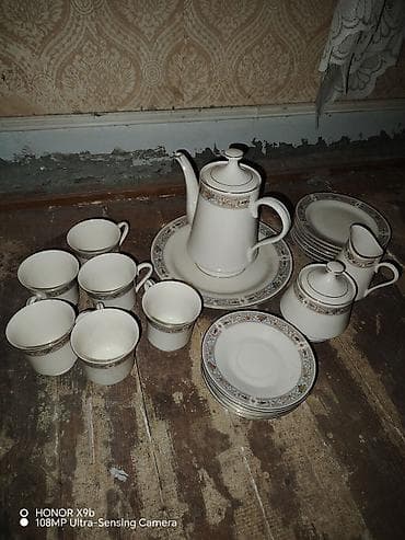 rusiya saat: Çay dəsti, rəng - Ağ, Farfor, Rusiya — 1