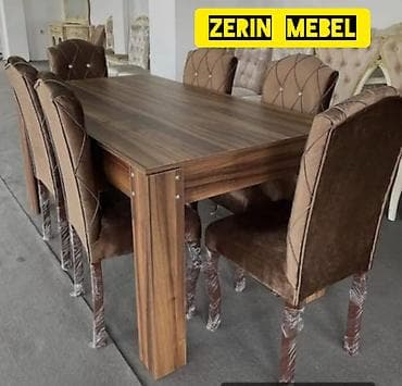 Mətbəx üçün, Açılmayan, Dördbucaq masa, 6 stul