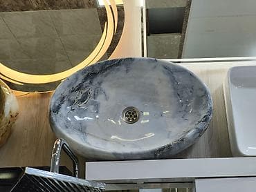 Mərmər dizaynlı üstəqoyma əl-üz yuma qabı (lavabo) - Material: təbii