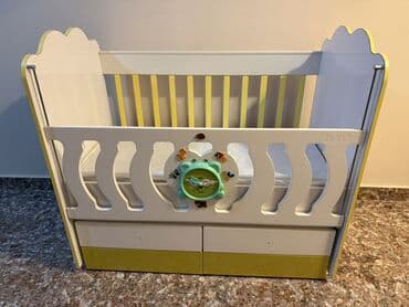 ватный матрас детский: Для девочки и мальчика, Четырехугольная, Колыбель, Без бортиков, С матрасом, Без механизма качания — 1