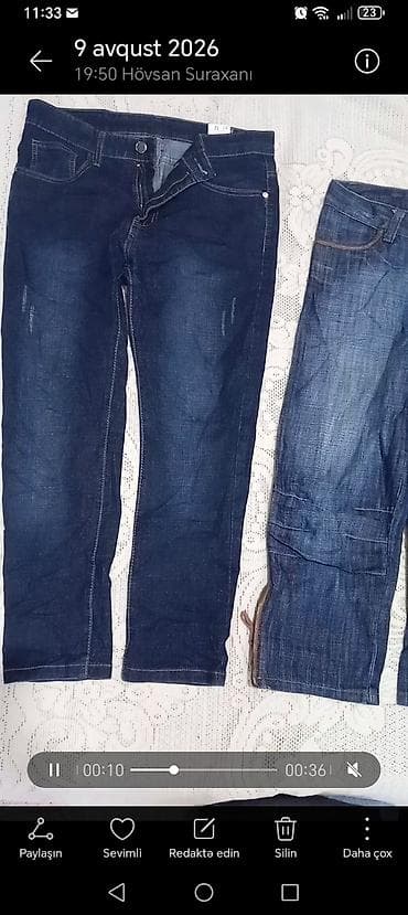cins salvar: Kargo ciblikli cins şalvarlar dəsti - Material: cins (denim) - — 3