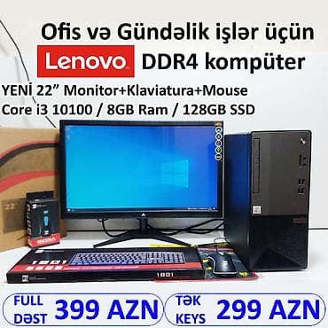 Masaüstü kompüterlər və iş stansiyaları: Masaüstü Kompüter "DDR4 Lenovo V50t 13IMB Core i3 10100 128GB SSD” — 1